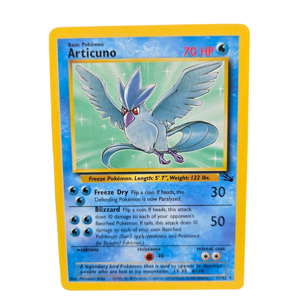Articuno Pokémon Card Fossil 17/62 Rare 1999